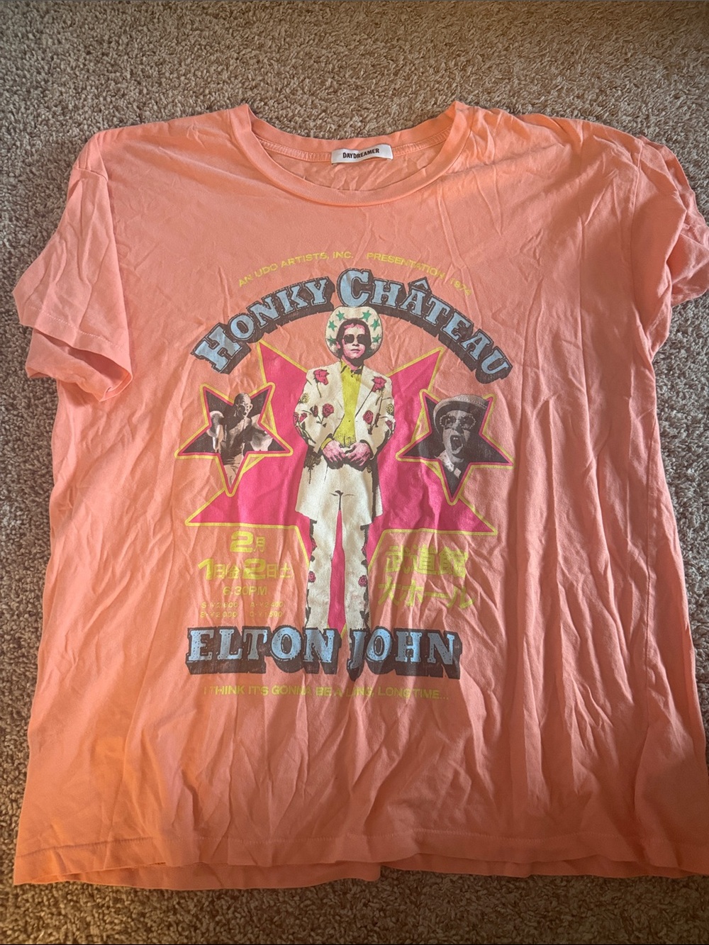 Daydreamer Elton John Honky Château Graphic Tee - Coral Pink